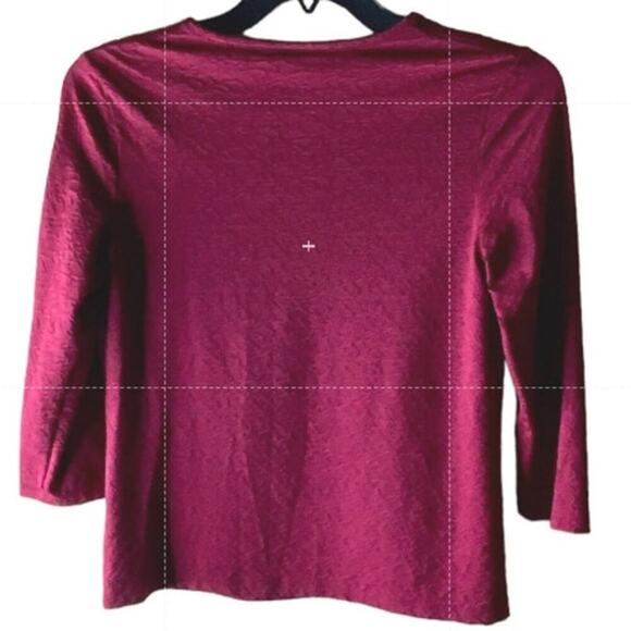 Croft & Barrow Top Women's Size Small Long Sleeve Round Neck Stretch Maroon - Picture 2 of 6